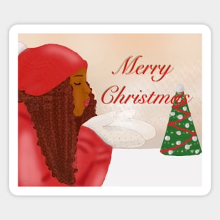 Christmas in the Snow - African American Girl Magnet